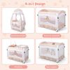 4 in 1 Babybett mit Abnehmbarem Baldachin Reisebett mit Matratze Beistellbett mit Rollen Rosa Bild 2