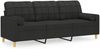vidaXL 3-Sitzer-Sofa mit Zierkissen Schwarz 180 cm Stoff 3200794 Bild 2