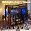Flieks Hochbett projektoraufhängbar Metallbett 90x200cm mit Lichtstreife, Gitter und Stauraumtreppe Bild 3