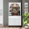 Roomart Küchenschrank VENEDIK 90×179×42 cm – Moderner Buffet- & Mehrzweckschrank mit Schublade, Türen & verstellbaren Einlegeböden – Mikrowellenschrank & Aufbewahrungsschrank für Küche, Esszimmer & Wohnzimmer • Weiß-Eiche Bild 2