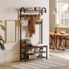 HOOBRO Garderobe mit Schuhregal und Sitzbank, 182 cm hoch, vintagebraun-schwarz Bild 4