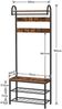 HOOBRO Garderobe mit Schuhregal und Sitzbank, 182 cm hoch, vintagebraun-schwarz Bild 3