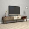 Dmora Fernsehschrank Jakuchu, Ständer für Wohnzimmerfernseher, Niedriges Wohnzimmer-Sideboard, TV-Ständerbasis, 180x35h40 cm, Walnuss und Weiß Bild 4