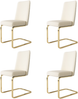 Esszimmerstuhl Samt Rauten Design 4 Stück Set Metallgestell Beige Küchenstuhl Loungesessel 150kg belastbar Bild 4
