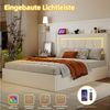 oyajia Polsterbett LED Doppelbett 140x200 cm mit Ladefunktion und Hydraulisch anhebbarer (PU-Leder material Polsterbett mit RGB Beleuchtung, ohne Matratze, ohne Matratze), mit Lattenrost und Ladefunktion, mit Komforthöhe, Leises Design Bett Bild 4