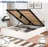 oyajia Polsterbett LED Doppelbett 140x200 cm mit Ladefunktion und Hydraulisch anhebbarer (PU-Leder material Polsterbett mit RGB Beleuchtung, ohne Matratze, ohne Matratze), mit Lattenrost und Ladefunktion, mit Komforthöhe, Leises Design Bett Bild 3