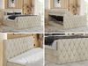 Boxspringbett, Doppelbett mit Fußteil, Multipocket-Matratzen und Topper, gestepptes Kopfteil und Front - MIREN KING DUO - 160 x 200 cm - Beige Velours - H3 Bild 2