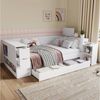 BlingBin Kinderbett Multifunktionales Einzelbett Jugendbett Massivholzbett Stauraumbett (Kinderbett mit Schubladen, Regalen und Stauraum, mit Nachttisch, 1-tlg, 90x200 cm, Ohne Matratze, Belastbarkeit maximal: 200KG), Bettgestell für Schlafzimmer Kin... Bild 4