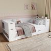 BlingBin Kinderbett Multifunktionales Einzelbett Jugendbett Massivholzbett Stauraumbett (Kinderbett mit Schubladen, Regalen und Stauraum, mit Nachttisch, 1-tlg, 90x200 cm, Ohne Matratze, Belastbarkeit maximal: 200KG), Bettgestell für Schlafzimmer Kin... Bild 3
