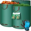 KESSER® Gartensack Set Laubsack Gartenabfallsack inkl. Handschuhe - Selbststehend 4 Griffe Stabil Robust & Faltbar - Laubsäcke Rasenschnitt Gartensäcke für Gartenabfälle Grünschnitt Grün, 3x272 Liter Bild 1