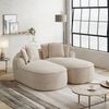 2-Sitzer Modulsofa H 67 x T 184 x B 164 cm aus Chenille mit Schlaffunktion, rahmenlos, hellbraun Bild 2