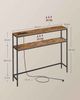 VASAGLE Konsolentisch, schmaler Sofatisch mit 2 Ablagen, 20 x 100 x 80 cm, Flurtisch mit Ladestation, für Wohnzimmer, Flur, Eingangsbereich, vintagebraun-tintenschwarz Bild 5