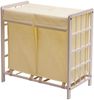 Wäschesammler HWC-B60, Laundry Wäschebox Wäschekorb, Massiv-Holz 2 Fächer 60x60x33cm 68l ~ shabby weiß, Bezug creme Bild 3
