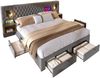 Merax Doppelbett 160×200 cm Schlafzimmer Komplett Set, Polsterbett mit 2 Nachttischen und 4 Schubladen, Kopfteil Leselicht mit USB Ladefunktion, Grau, Samt (Ohne Matratze) Bild 2