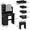FUFU&GAGA Schminktisch mit LED und Hocker, 5 Schubladen, 80 cm Bild 4