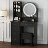 FUFU&GAGA Schminktisch mit LED und Hocker, 5 Schubladen, 80 cm Bild 3