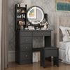 FUFU&GAGA Schminktisch mit LED und Hocker, 5 Schubladen, 80 cm Bild 2