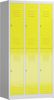 Spind Kleiderspind 3 Abteile 6 Fächer 1800 x 900 x 500 mm, lichtgrau/zinkgelb Bild 2