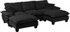 Ecksofa aus Chenille 224x155x90 cm mit 2 Ottomanen & 2 Kissen, schwarz Bild 5