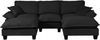 Ecksofa aus Chenille 224x155x90 cm mit 2 Ottomanen & 2 Kissen, schwarz Bild 3