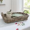 Dekoleidenschaft Tablett "Koboo Grey" Rattan, grau, mit Griffen, 50x35 cm groß, Serviertablett, Rattan, Korbtablett rechteckig, Kaffeetablett Bild 2