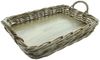 Dekoleidenschaft Tablett "Koboo Grey" Rattan, grau, mit Griffen, 50x35 cm groß, Serviertablett, Rattan, Korbtablett rechteckig, Kaffeetablett Bild 3