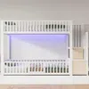 Etagenbett mit 1 Lattenrost, RGB LED-Streifen, Rausfallschutz und Tür, Treppe mit Regal, 90x200 cm, Kinderbett, Metallbett Bild 2