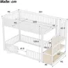 Etagenbett mit 1 Lattenrost, RGB LED-Streifen, Rausfallschutz und Tür, Treppe mit Regal, 90x200 cm, Kinderbett, Metallbett Bild 5