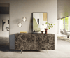 Sideboard Cuor 150 cm Keramik Emperador Extra Lucidato Dunkelbraun 3 Türen Fuß Schwebeoptik Acrylglas Bild 2