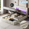 PXloue Polsterbett Doppelbett Jugendbett (ohne Matratze), Stauraumbett, Bettkasten, LED-Beleuchtung, USB-Anschluss, 180x200 cm Bild 2