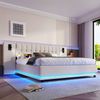Polsterbett, Mit LED-Leiste, Kopfteil mit Spot, USB, ohne Matratze, Leinen, Beige, 180 x 200 cm Bild 4