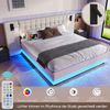 Polsterbett, Mit LED-Leiste, Kopfteil mit Spot, USB, ohne Matratze, Leinen, Beige, 180 x 200 cm Bild 2