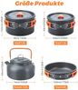 GLIESE Topf-Set Camping-Kochset für Wanderungen, Camping oder Picknicks, Aluminium (13-tlg, Topf, Bratpfanne, Kaffeekanne, Suppenlöffel,Reisöffel), für 4-5 Personen Bild 3