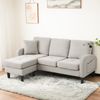 L-förmiges Ecksofa 166x118x77 cm Beige Grau+Weiß, modular mit Chaiselongue & Baumwoll-Leinen Bild 4