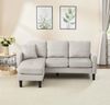 L-förmiges Ecksofa 166x118x77 cm Beige Grau+Weiß, modular mit Chaiselongue & Baumwoll-Leinen Bild 2