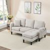 L-förmiges Ecksofa 166x118x77 cm Beige Grau+Weiß, modular mit Chaiselongue & Baumwoll-Leinen Bild 3