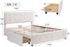 Merax Polsterbett 140x200 aus Samt Doppelbett Funktionsbett mit Höhenverstellbares Kopfteil & 4 Schubladen & Lattenrost Beige Bild 2
