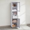 Vasagle Badezimmerschrank, Badschrank, Hochschrank, offenes Fach, Glastür, schmal, Badezimmermöbel, Badmöbel mit Füßen, höhenverstellbare Ablagen, platzsparend, hellgrau mit Holzmaserung Bild 4