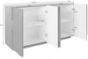 Dmora Kommode Augusto, 4-türiges Küchen-Sideboard, Wohnzimmer-Buffet, 100 % Made in Italy, 162 x 44 x 86 cm, glänzendes Weiß, Bild 3
