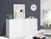Dmora Kommode Augusto, 4-türiges Küchen-Sideboard, Wohnzimmer-Buffet, 100 % Made in Italy, 162 x 44 x 86 cm, glänzendes Weiß, Bild 2