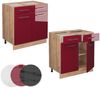 Küchenunterschrank Fame-Line Bordeaux Hochglanz 80 cm ohne Arbeitsplatte Vicco Bild 5