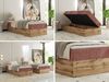 Boxspringbett, Einzelbett WOOD ZERO 90 x 200 cm, Hotelbett ohne Kopfteil, Bett mit Stauraum, 7-Zonen Multipocket-Matratze - Rosa Cordstoff - H4 - Topper Visco Bild 2