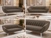 Sofa, Wohnzimmersofa PIRS 3, Skandinavisches Sofa 3-Sitzer, Sofa mit Wellenfederung, weiße Füße, Breite 180 cm Hoher Sitzkomfort - Braun Velvet Bild 2