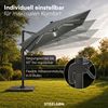 STEELSØN 'Lyrion' Sonnenschirm LED Solar 300x300 cm quadratisch, neigbar und 360-Grad drehbar, anthrazit, Ampelschirm inkl. Abdeckung, UV50+ Bild 3