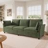 Merax XXXL 3‑Sitzer Sofa mit Chenille‑Stoff, Wolkenweicher Komfort, Metallrahmen, weiche Polster, mit 2 Armlehnenkissen, Grün Bild 2