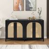 Sideboard mit 4 Türen aus Kunst-Rattan, schwarz, mit Metallgriffen und verstellbarem Einlegeboden,40 x 145 x 80 cm Bild 2