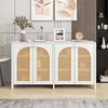 Flieks Sideboard (1 St, 145x40x80 cm), Anrichte mit 4 Rattantür Wohnzimmerschrank Kommode Weiß Bild 2
