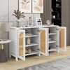 Flieks Sideboard (1 St, 145x40x80 cm), Anrichte mit 4 Rattantür Wohnzimmerschrank Kommode Weiß Bild 3