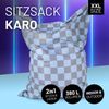 Lumaland 'Karo' Sitzsack XXL für Outdoor & Indoor, Polyester, Blau/Grau, 380 l Bild 3
