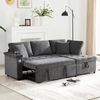 Ecksofa mit Récamiere rechts & Schlaffunktion,Ausziehbares Schlafsofa mit Stauraum, USB-Anschluss & Ablagefach, Chenille Bezug,Dunkelgrau Bild 5